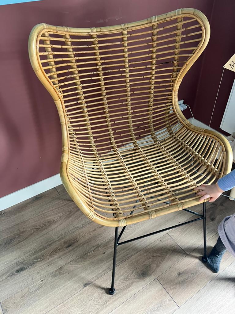 Rotan stoel, Huis en Inrichting, Stoelen, Ophalen, Zo goed als nieuw, Bruin, Eén