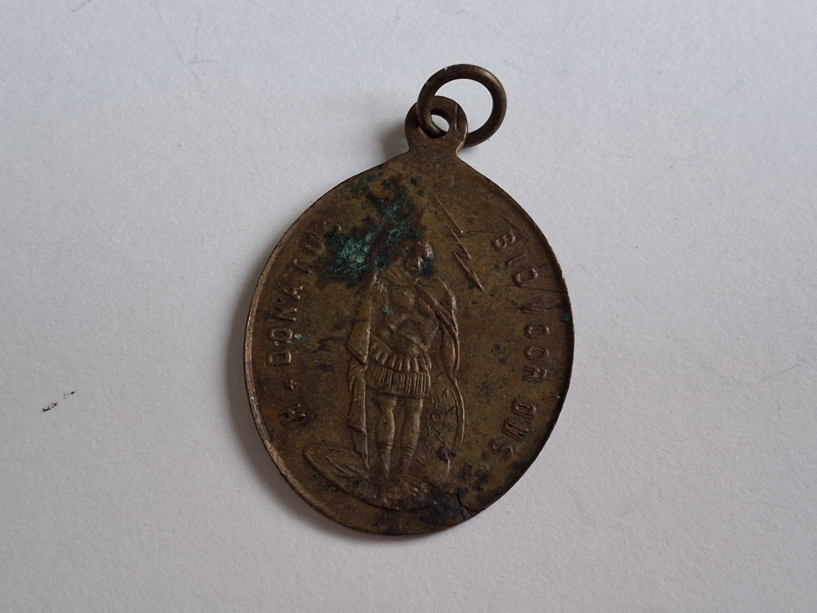 Oud koperkleurig medaillon Sint-Donatus, 19e/20e eeuw, Ophalen of Verzenden