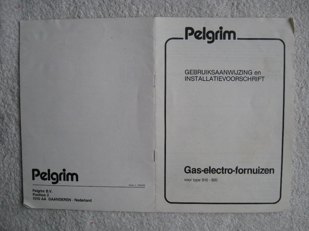 gebruiksaanwijzing voor Pelgrim fornuizen type 910 - 920, Verzenden, Gelezen, Pelgrim, Catalogus