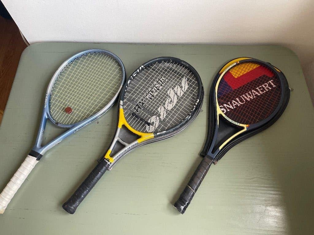 Tennisrackets set van 3, Gebruikt, L4, Racket, Ophalen
