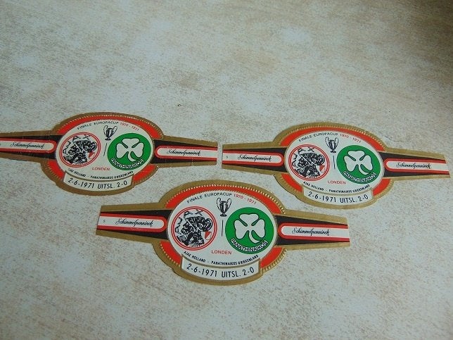 Schimmelpenninck Sigarenbandjes Ajax- Panathinaikos 1971, Ophalen of Verzenden, Zo goed als nieuw