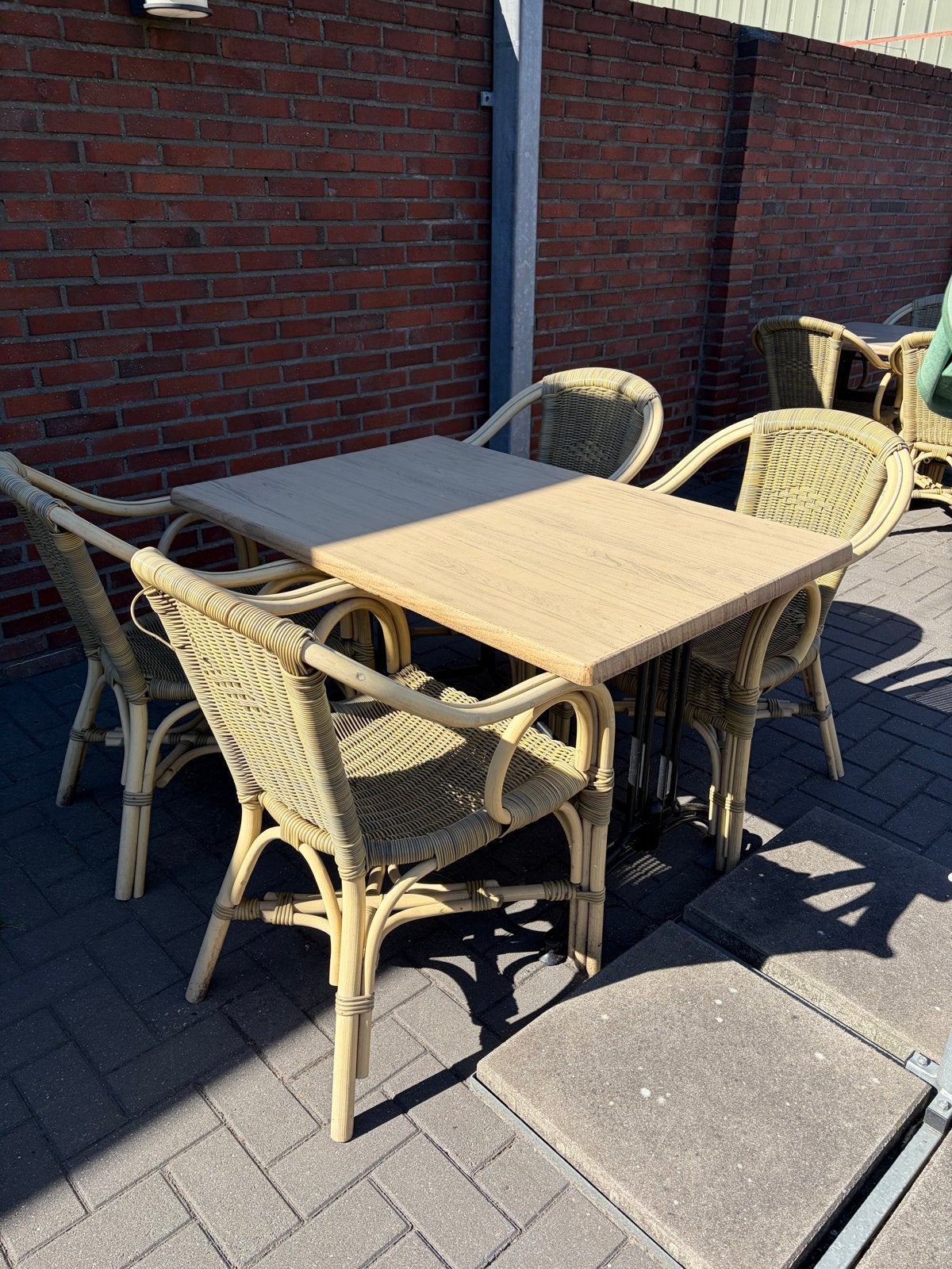 Rotan tuinset met 4 stoelen en tafel, 4 zitplaatsen, Gebruikt, Eettafel, Rotan