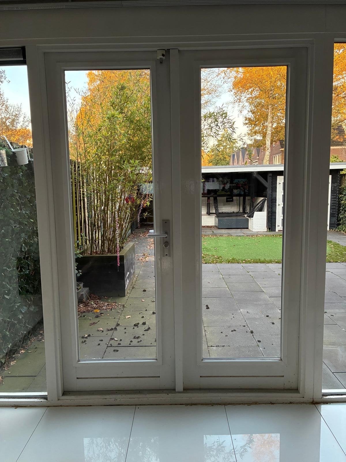 Dubbele tuindeuren met dubbelglas, Ophalen, Gebruikt, 80 tot 100 cm, 215 cm of meer