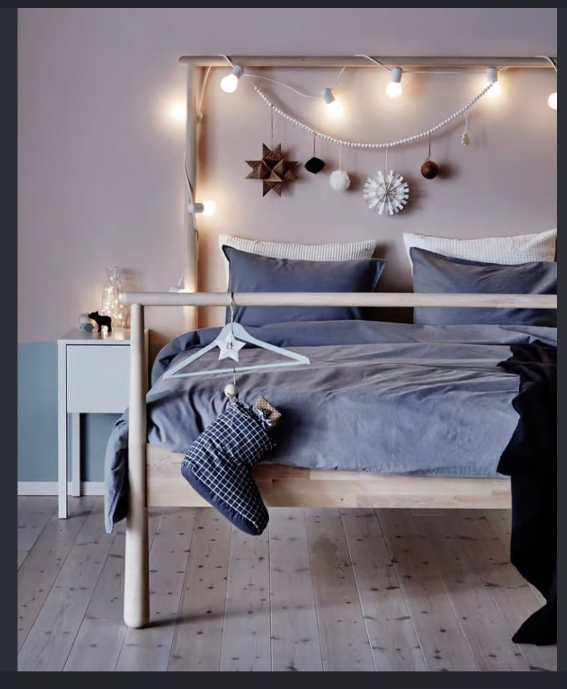 Gjora houten Ikea tweepersoons / twijfelaar bed 140x200, Huis en Inrichting, Gebruikt, Overige kleuren, Twijfelaar, 200 cm