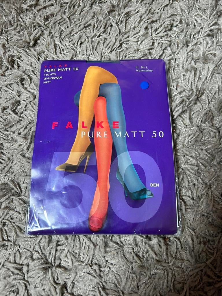 Falke Pure Matt 50 Tights – Aquamarine (Maat M/L), Blauw, Nieuw, Maat 40/42 (M), Ophalen of Verzenden