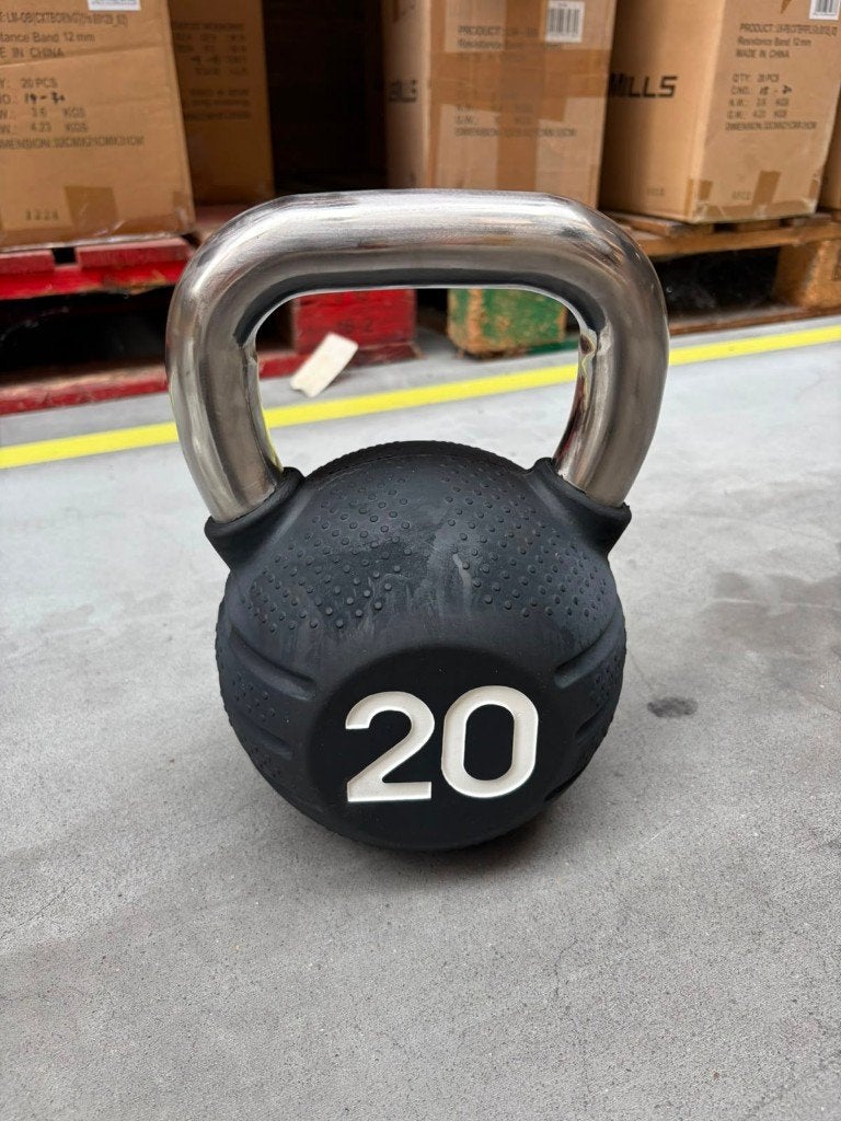 Rubber Kettlebell 20kg - Escape Fitness - Zwart, Ophalen of Verzenden, Nieuw, Benen, Kettlebell