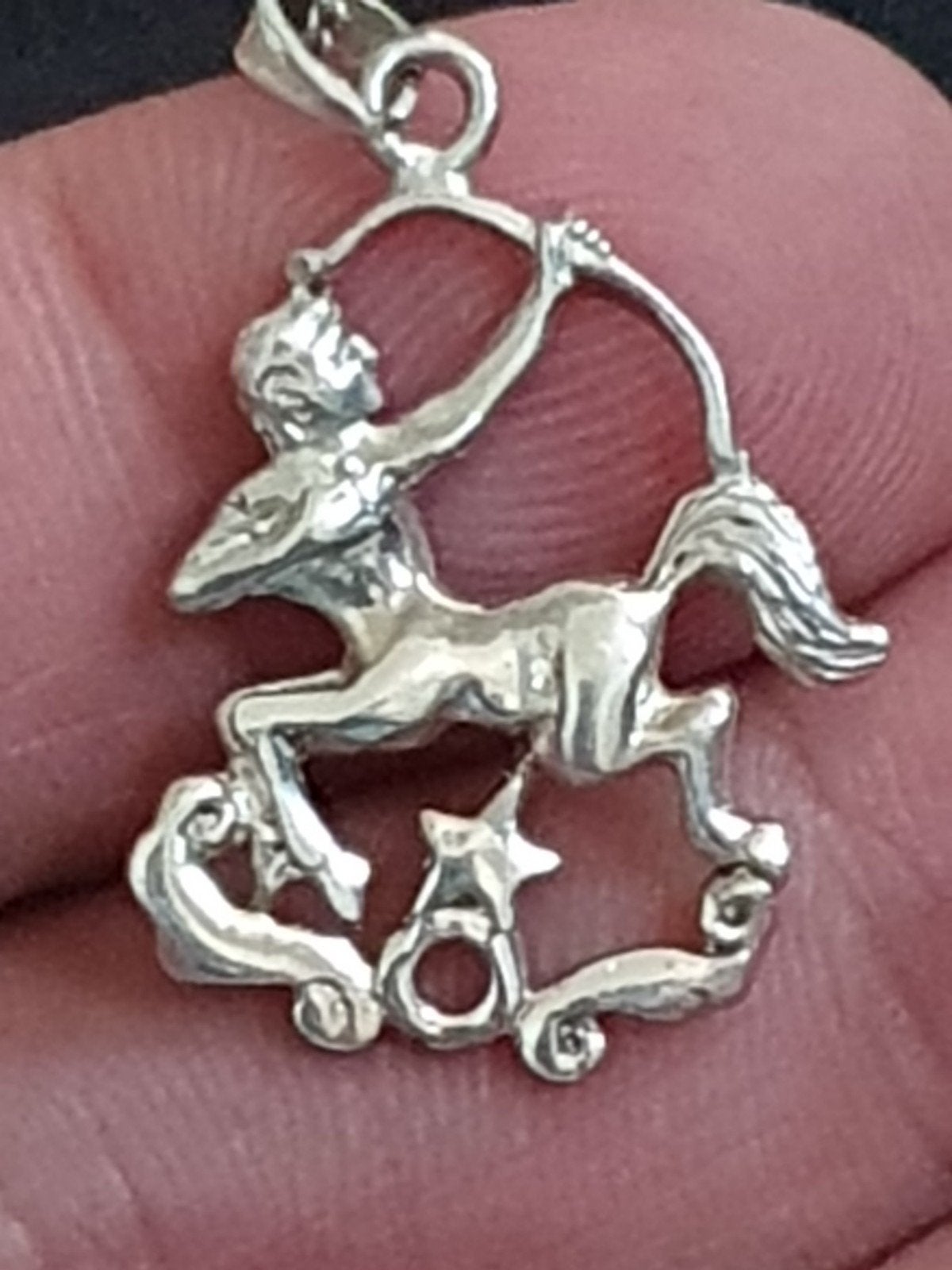 Zilveren ketting met Boogschutter sterrenbeeld hanger, Ophalen, Gebruikt, Overige voorstellingen, Zilver