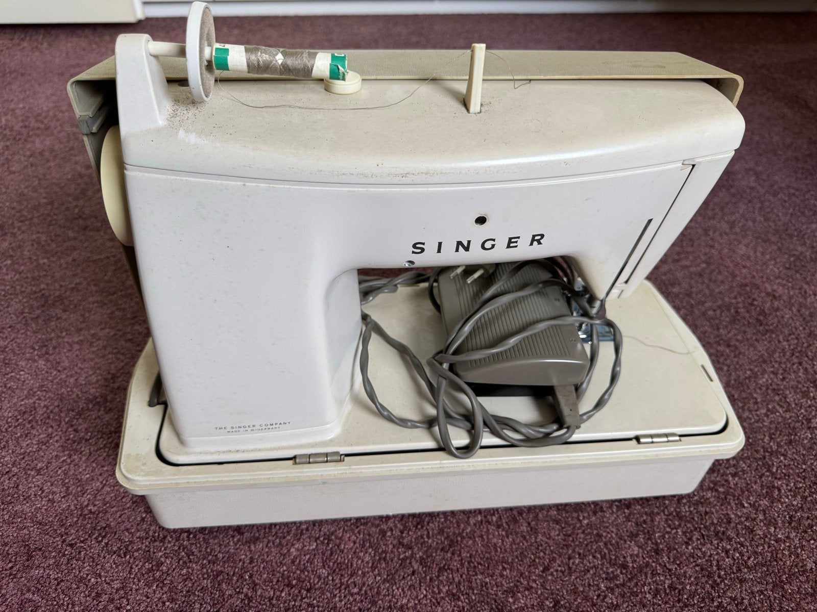 Vintage Singer Naaimachine met koffer, Ophalen, Gebruikt, Naaimachine, Singer