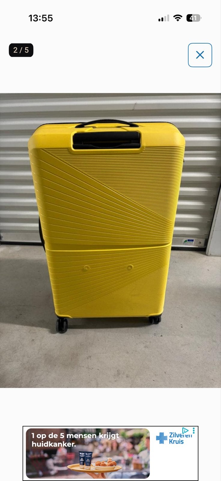 Gele American Tourister Koffer met Wieltjes en Uitschuifbare, Ophalen, 40 tot 60 cm, 30 cm of meer, Geel