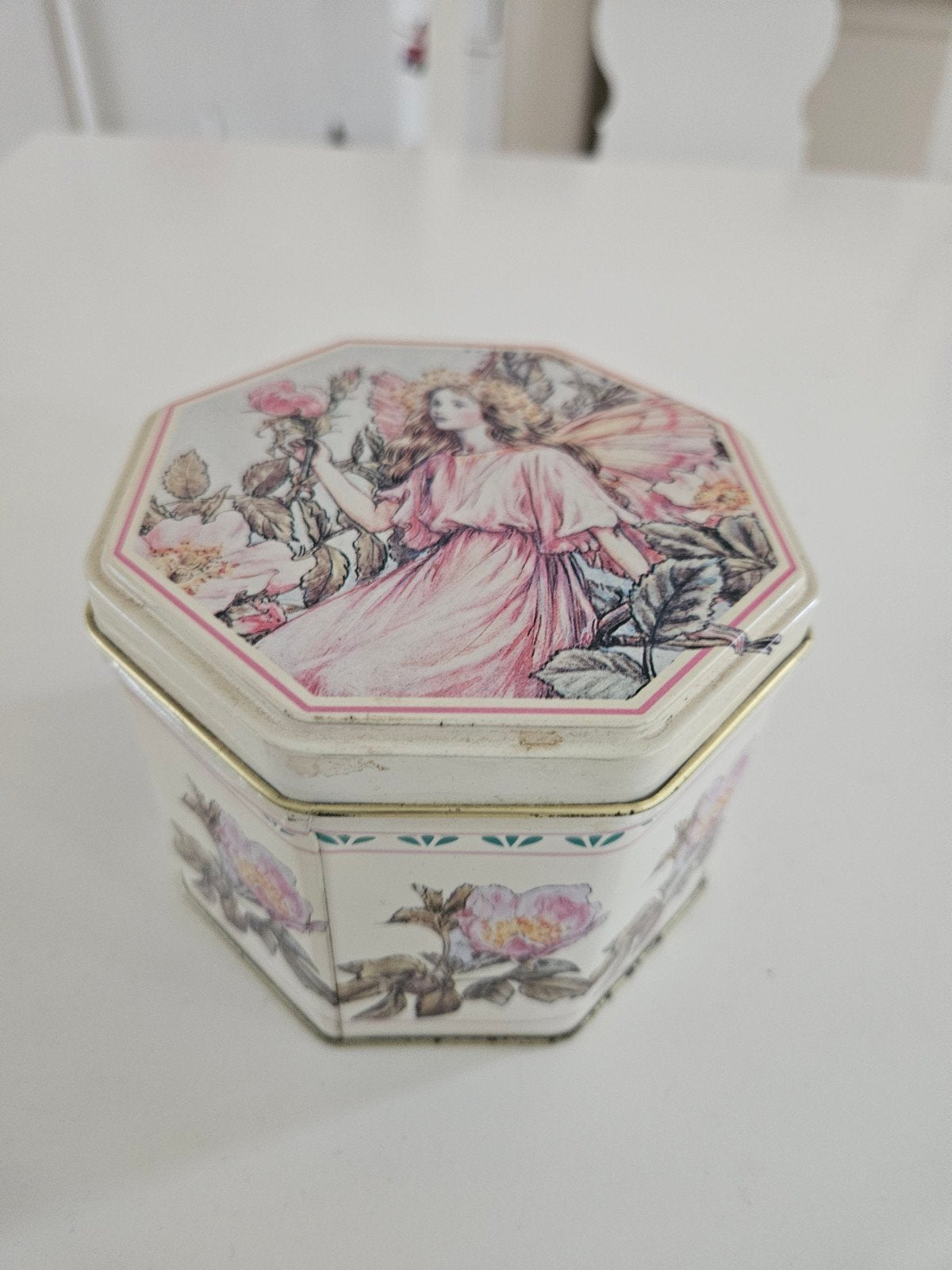 Vintage Flower Fairies Koekblik - 1992 Elite Gift Boxes, Ophalen of Verzenden, Gebruikt, Koek(jes), Overige merken