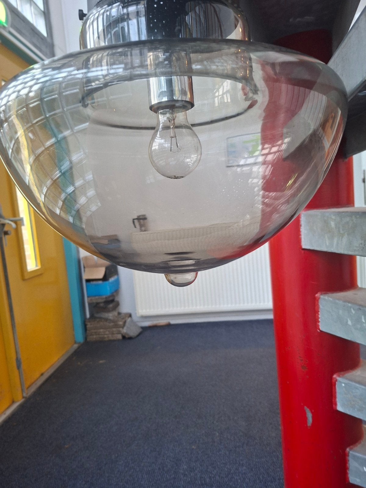 Rare Vintage Space Age Smoked Glass Pendant Light "De Tiet", Ophalen of Verzenden