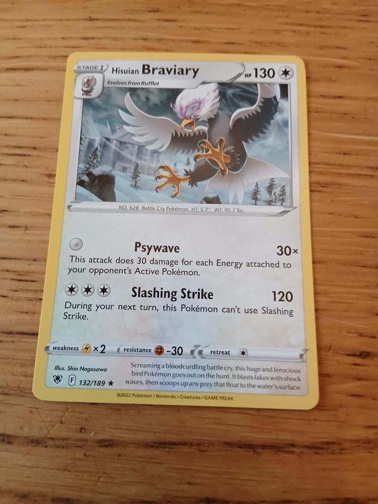 Hisuian Braviary Pokémon Kaart 132/189, Ophalen of Verzenden, Zo goed als nieuw, Losse kaart