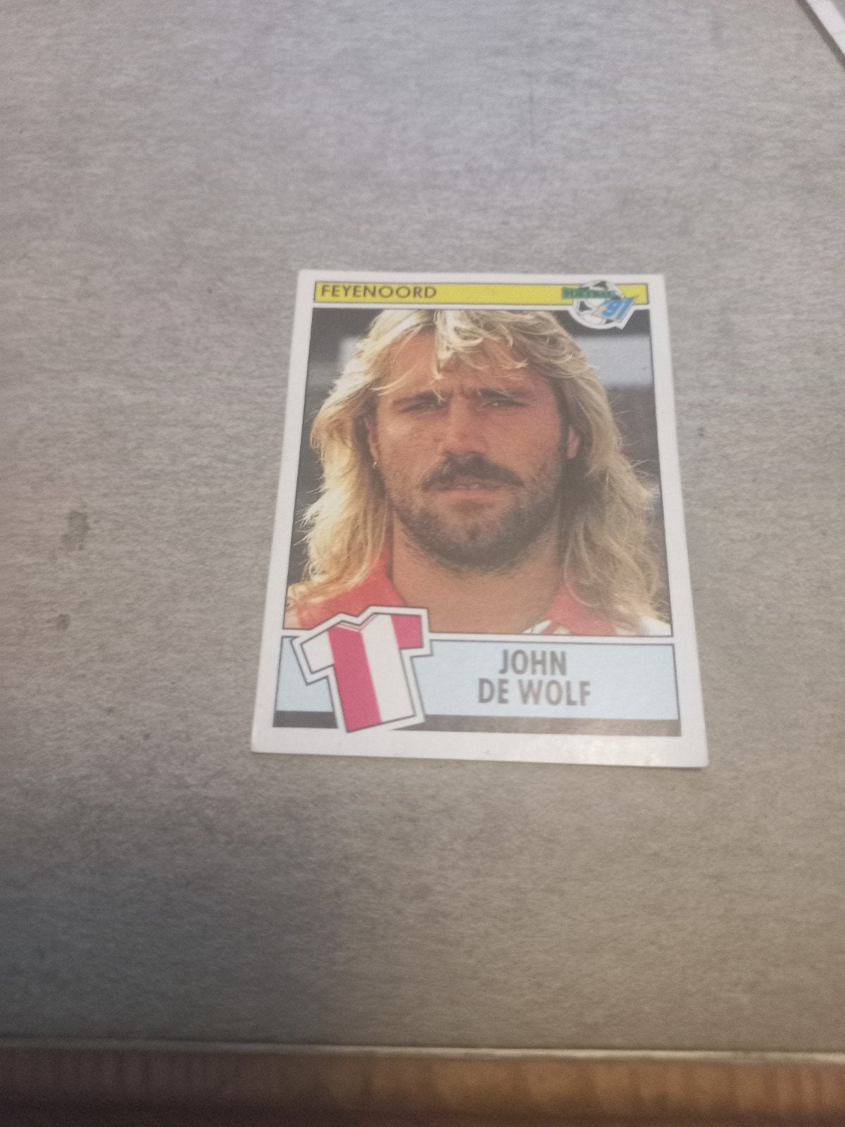 Panini Voetbal 91 John de Wolf Feyenoord Sticker, Ophalen of Verzenden