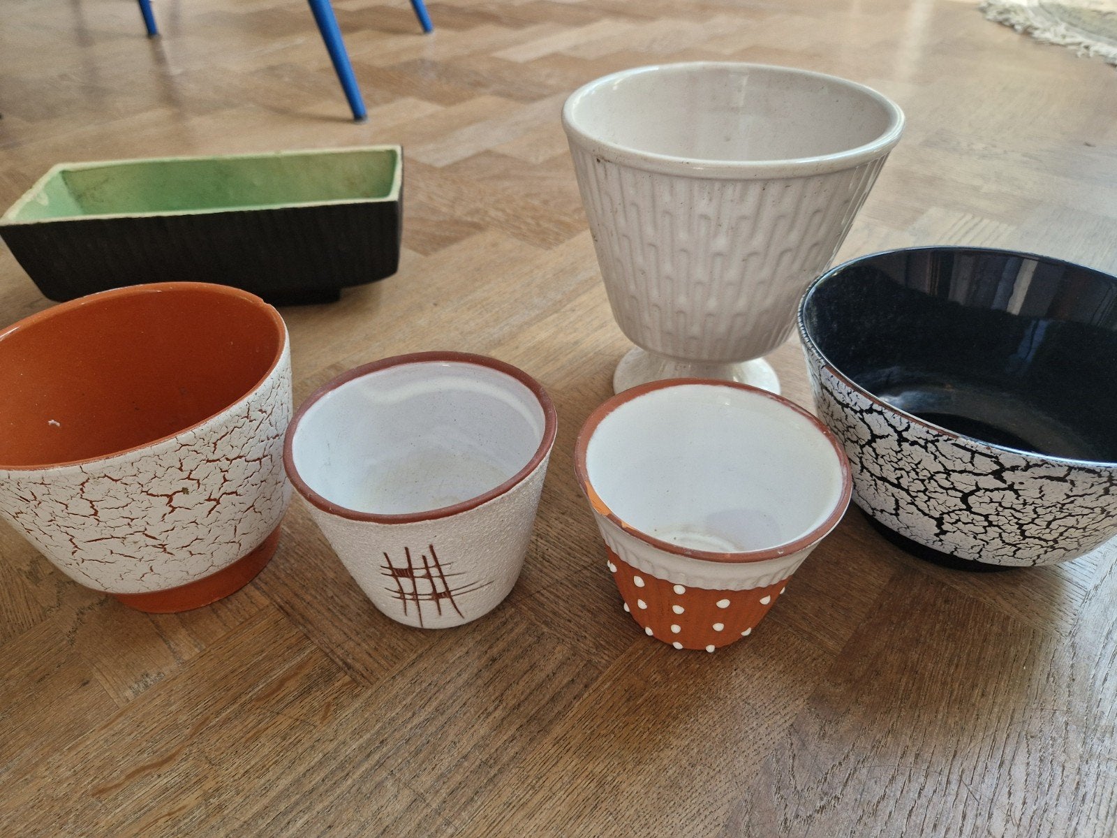 retro bloempotten, Gebruikt, Rond, Ophalen of Verzenden, Aardewerk