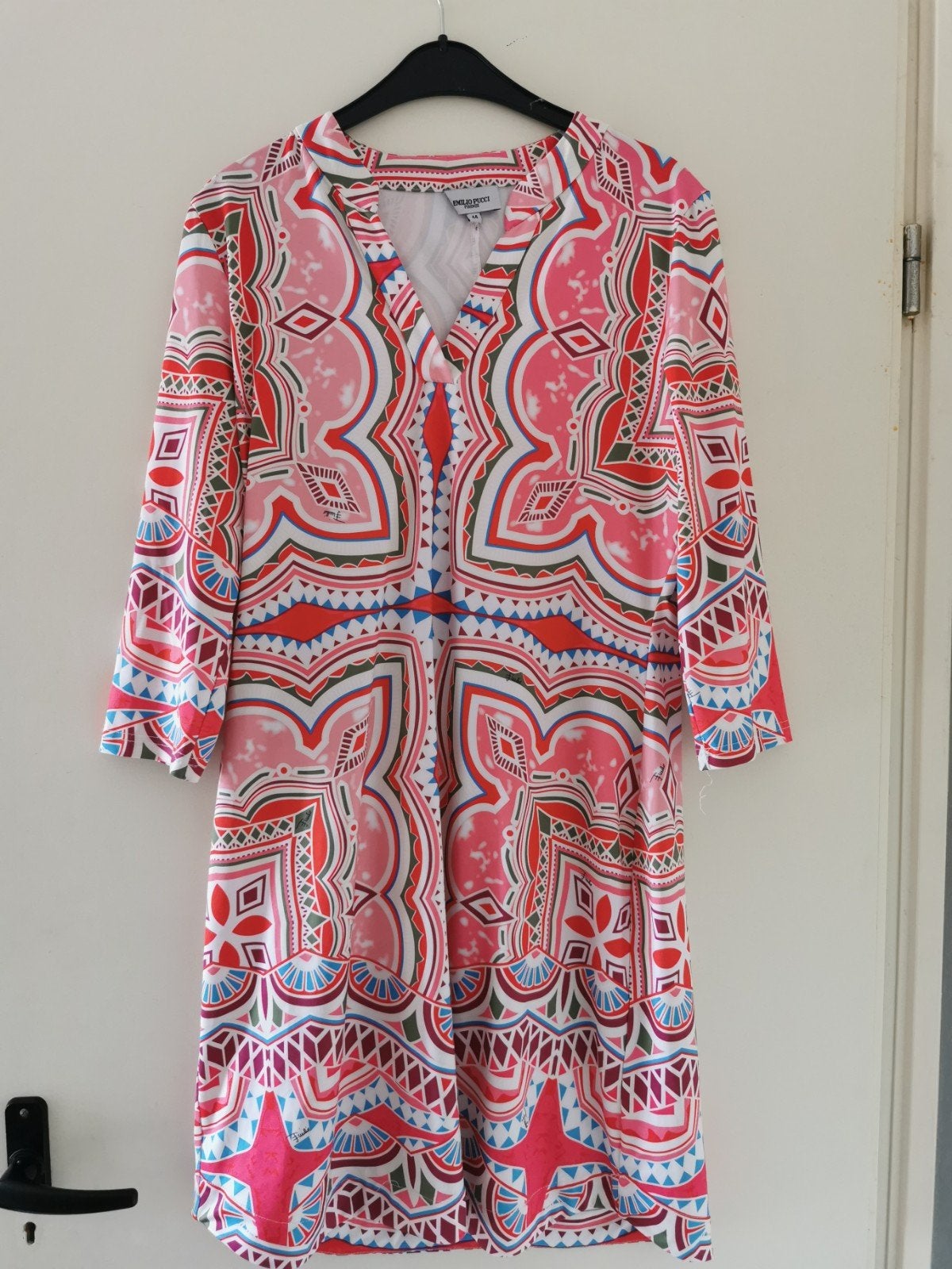 Emilio Pucci Jurk met opvallende print, Kleding | Dames, Jurken, Maat 42/44 (L), Ophalen of Verzenden, Zo goed als nieuw, Rood