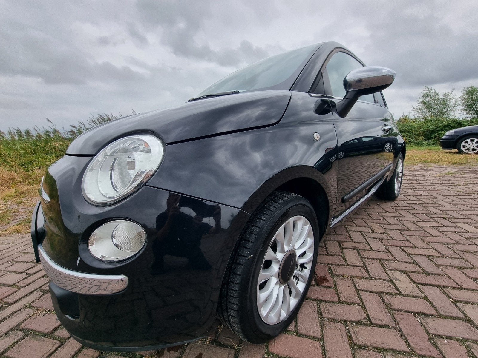 Fiat 500 1.2 C 2014, airco, lm velgen, grootbeeld navi, Auto's, Stof, 4 cilinders, Zwart, Handgeschakeld