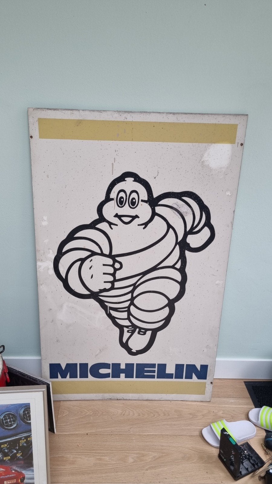 Vintage Michelin Man reclamebord - 75x125 cm, Ophalen of Verzenden