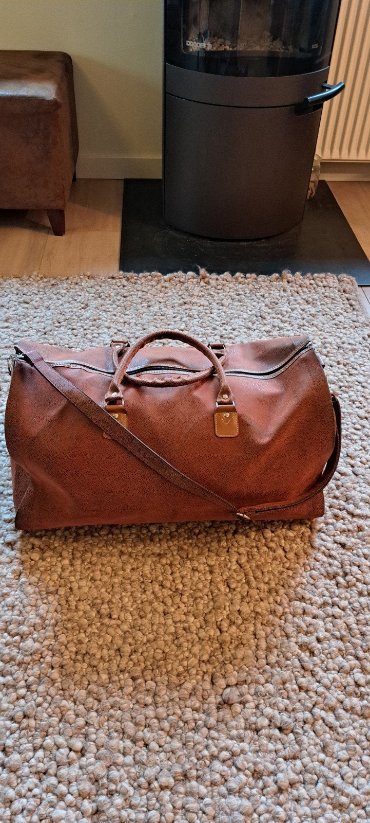 Leren weekendtas/unisex -kledingtas merk SP, Ophalen, 40 tot 60 cm, 30 cm of meer, Bruin