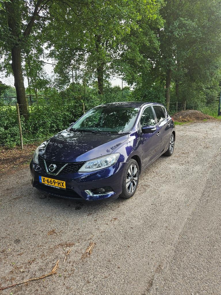 Nissan Pulsar 1.2 DIG-T| LAGE KMSTAND| 360CAM| VOLLEER, Zwart, 4 cilinders, 1165 kg, Blauw