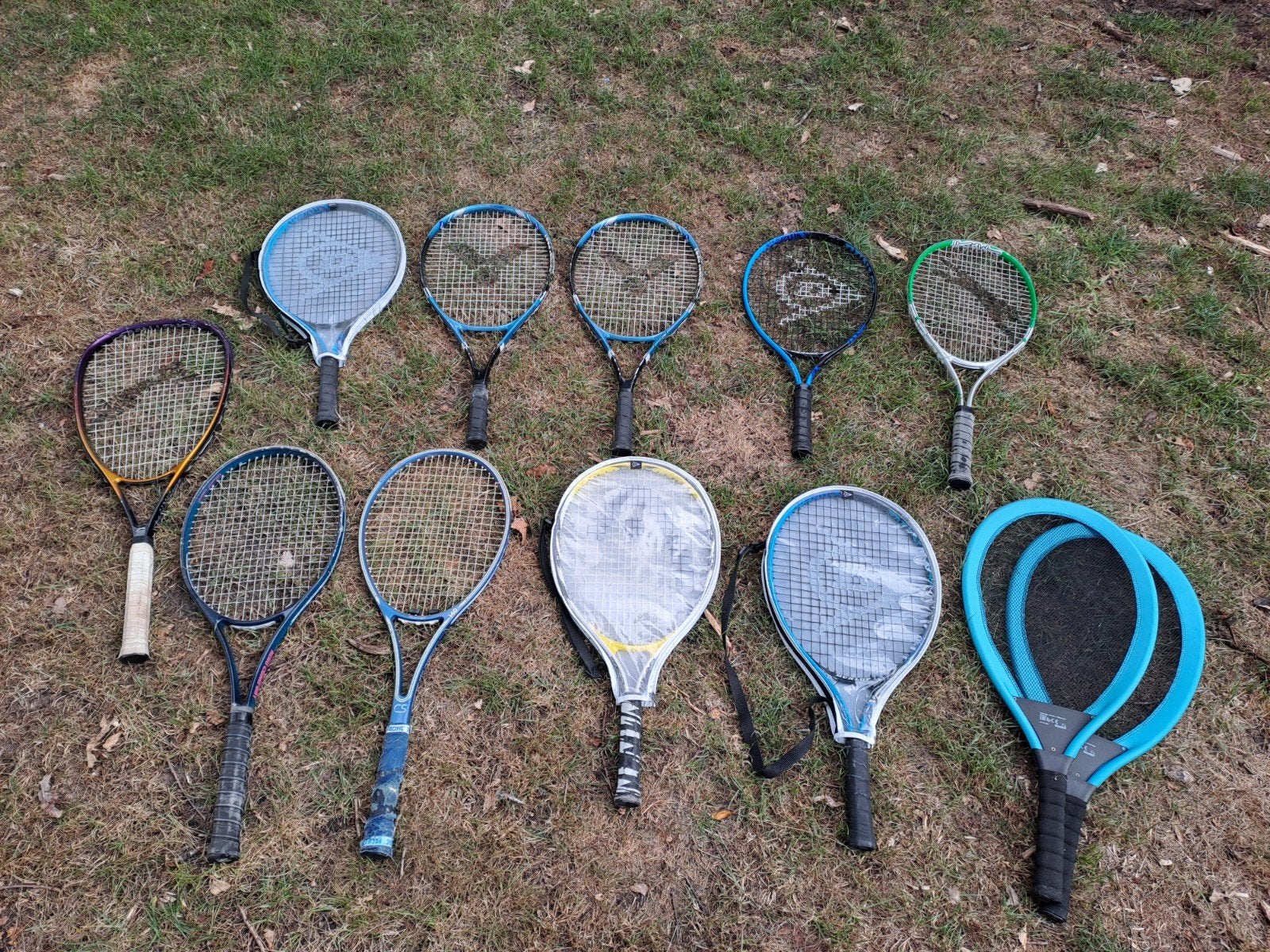10 gebruikte tennisrackets en 2 soft speelrackets, Ophalen, Overige merken