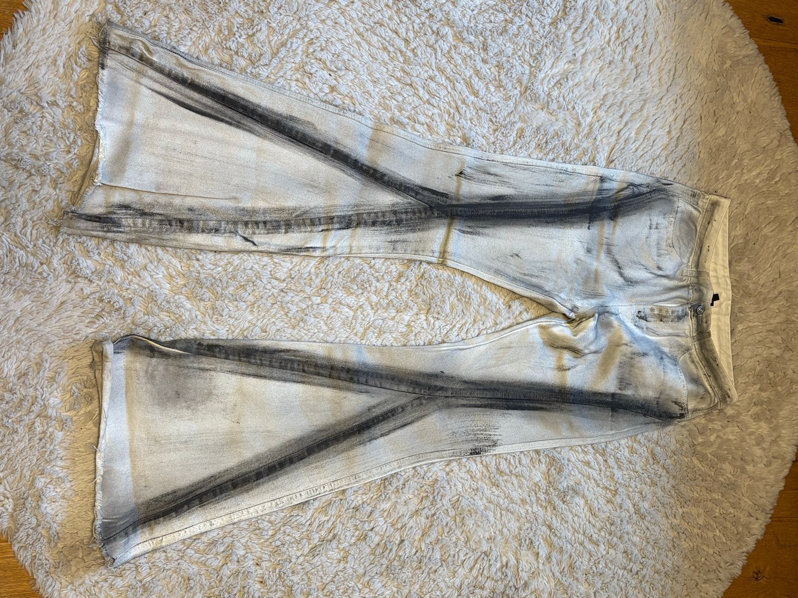 Stijlvolle flared jeans met unieke print, Ophalen of Verzenden, Zo goed als nieuw, Grijs
