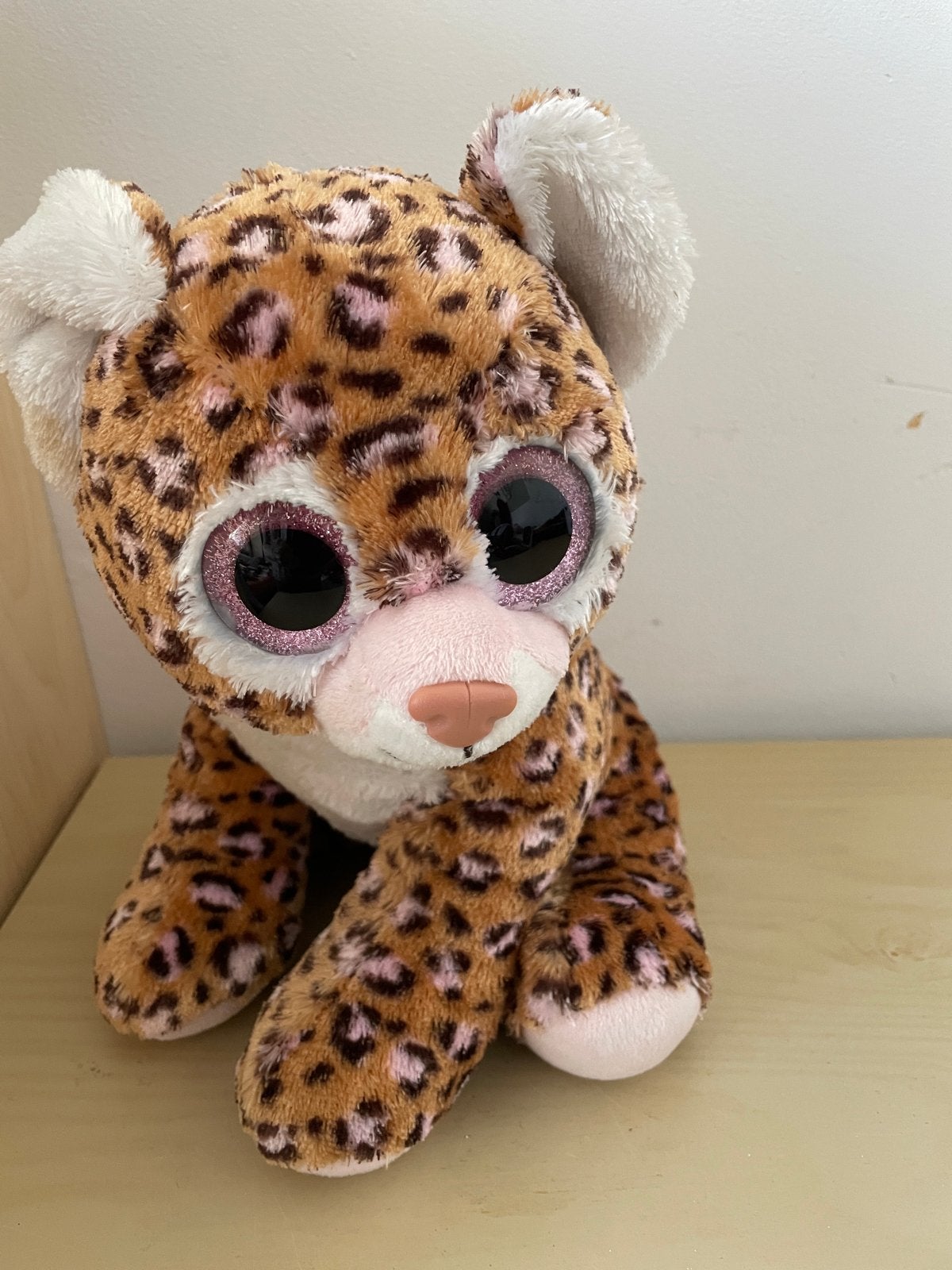 Schattige luipaard knuffel met grote glitterogen, Overige merken, Overige karakters, Overige typen, Ophalen of Verzenden