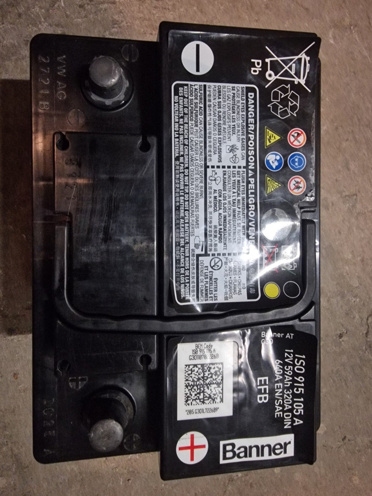 Seat Leon originele EFB accu 12V 59Ah 640A Start-Stop, Ophalen