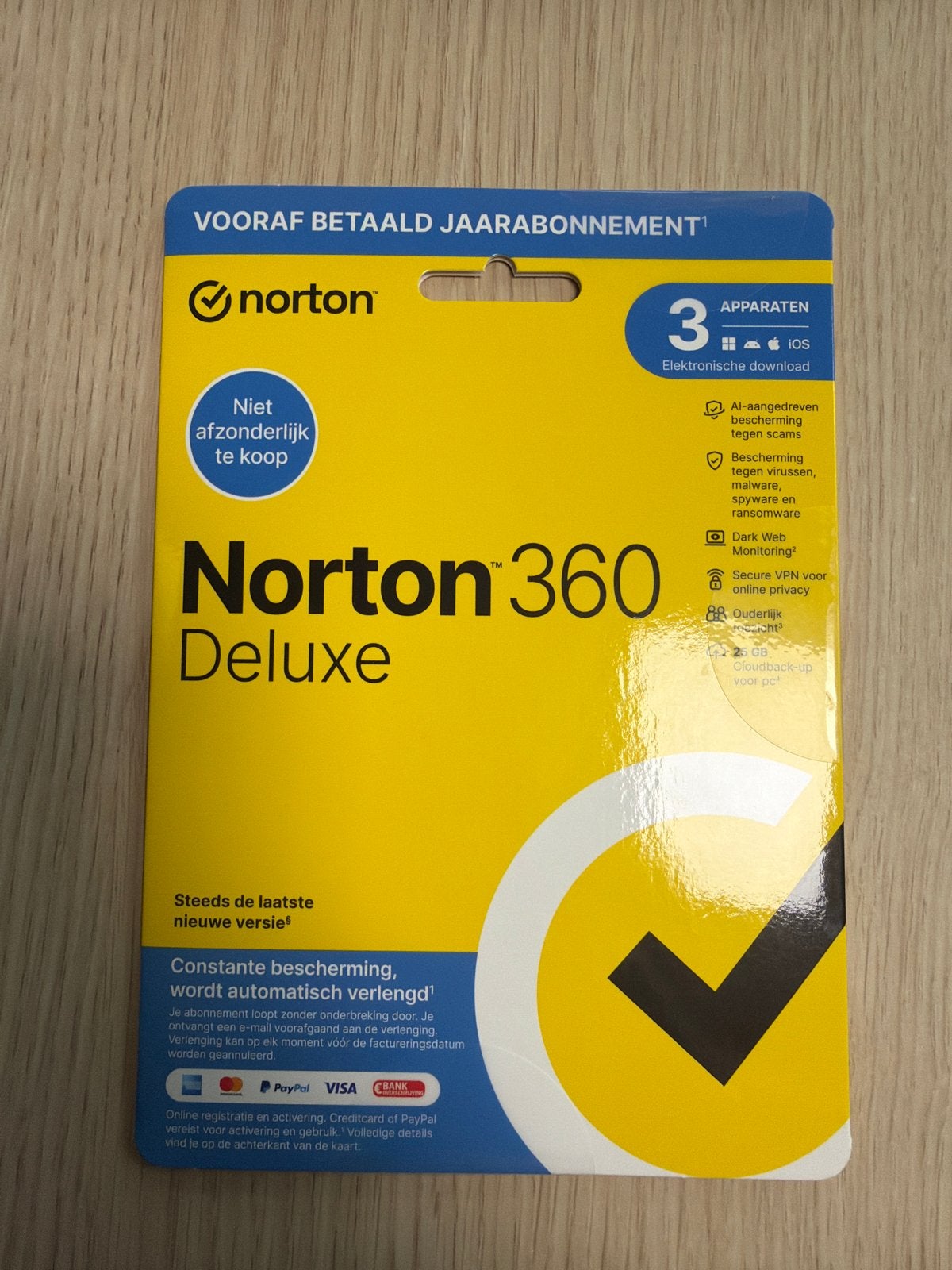 Norton 360 Deluxe - 3 apparaten (Nieuw), Ophalen of Verzenden, Nieuw, MacOS