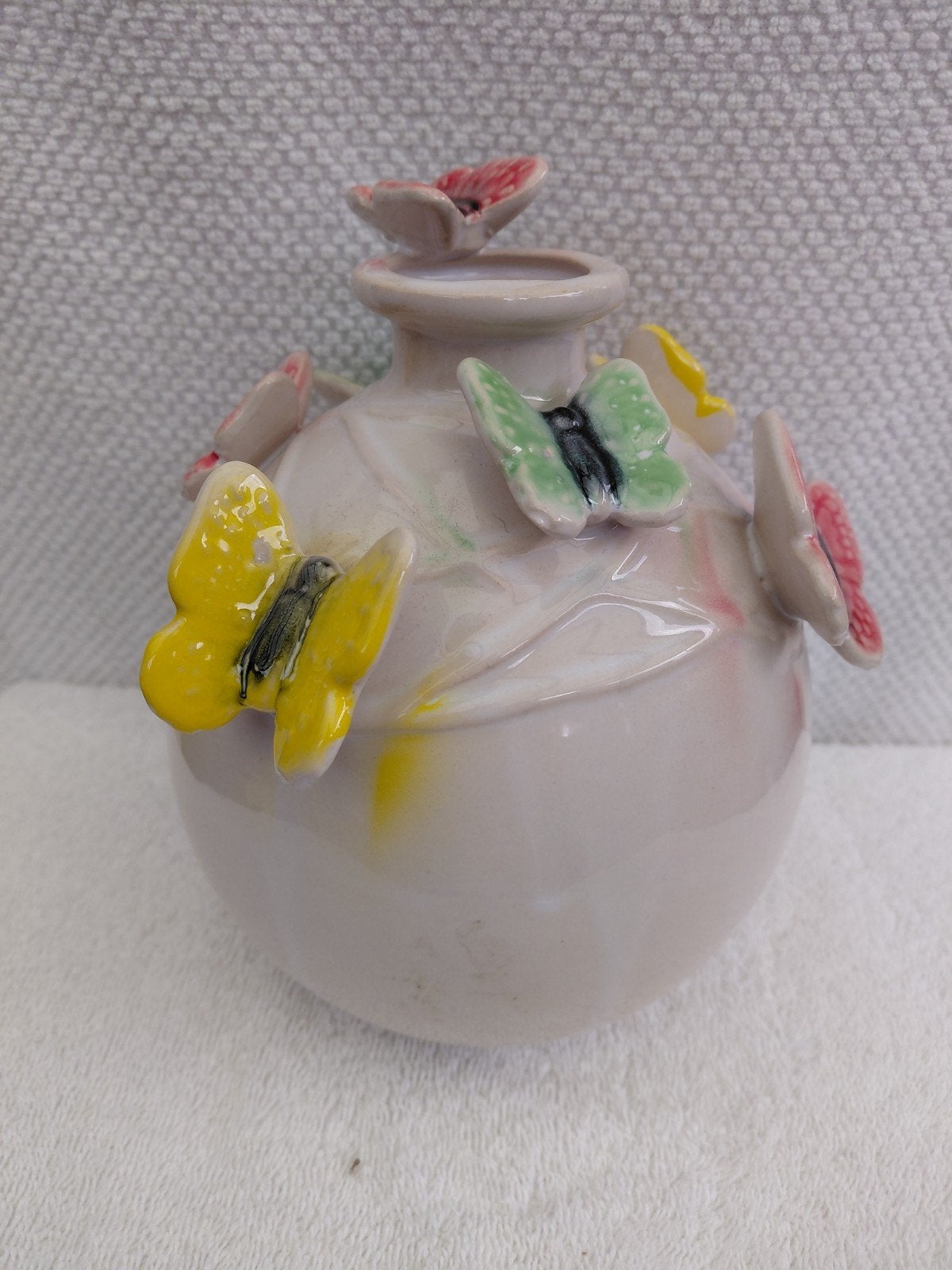 Decoratieve vaas met vlinders, handgemaakt, Ophalen of Verzenden