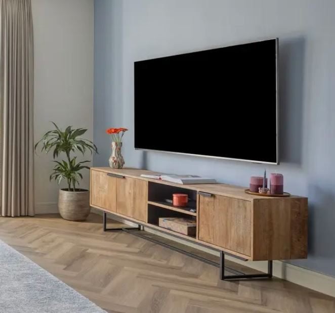 TV Dressoir ODEAN TEAK, Ophalen, Teakhout, 200 cm of meer, 50 tot 100 cm