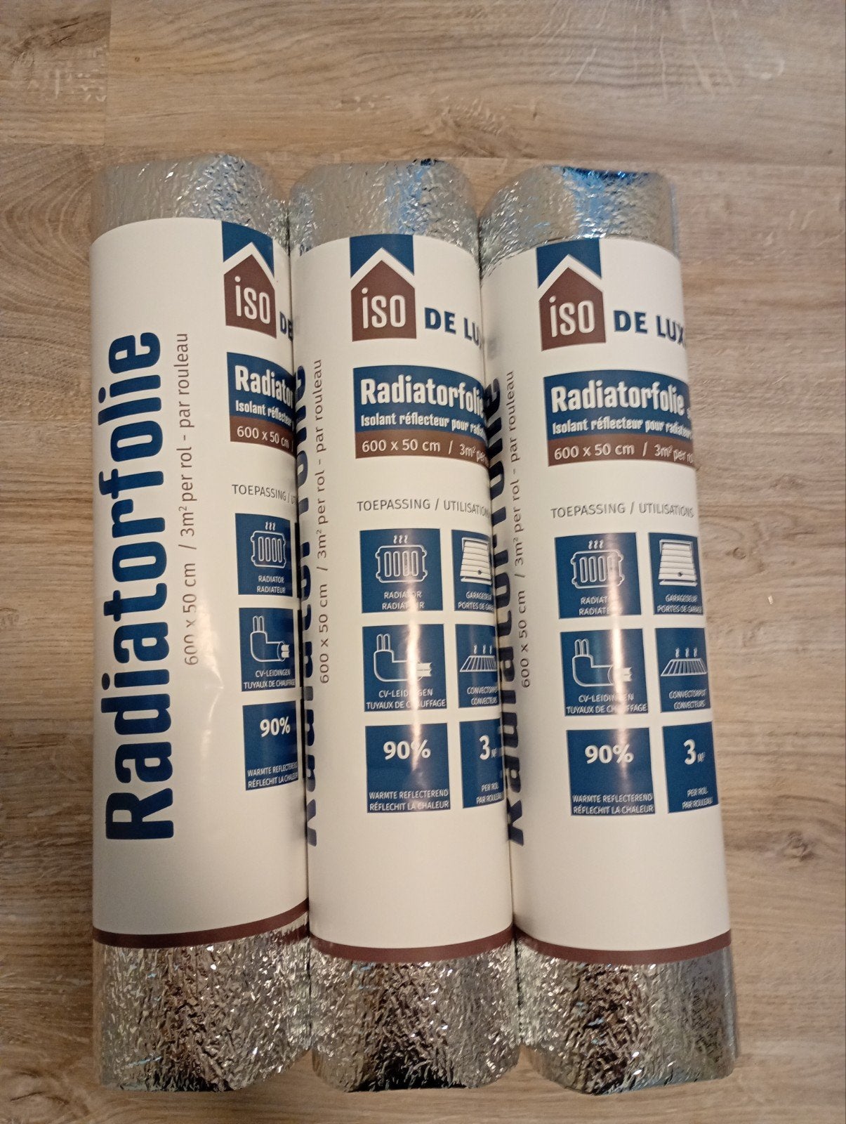 ISO de Luxe Radiatorfolie - 3 rollen (600x50cm, 3m² per rol), Ophalen of Verzenden