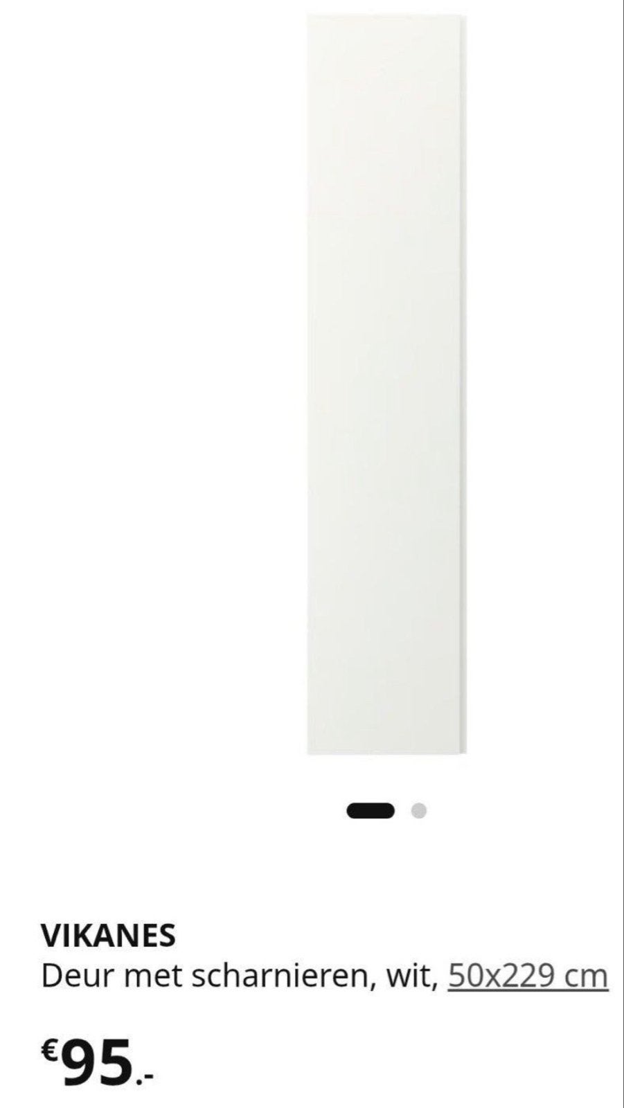 IKEA PAX Vikanes kastdeur 50x229 cm wit (incl. scharnieren), Ophalen, Overige materialen, Minder dan 50 cm, 200 cm of meer