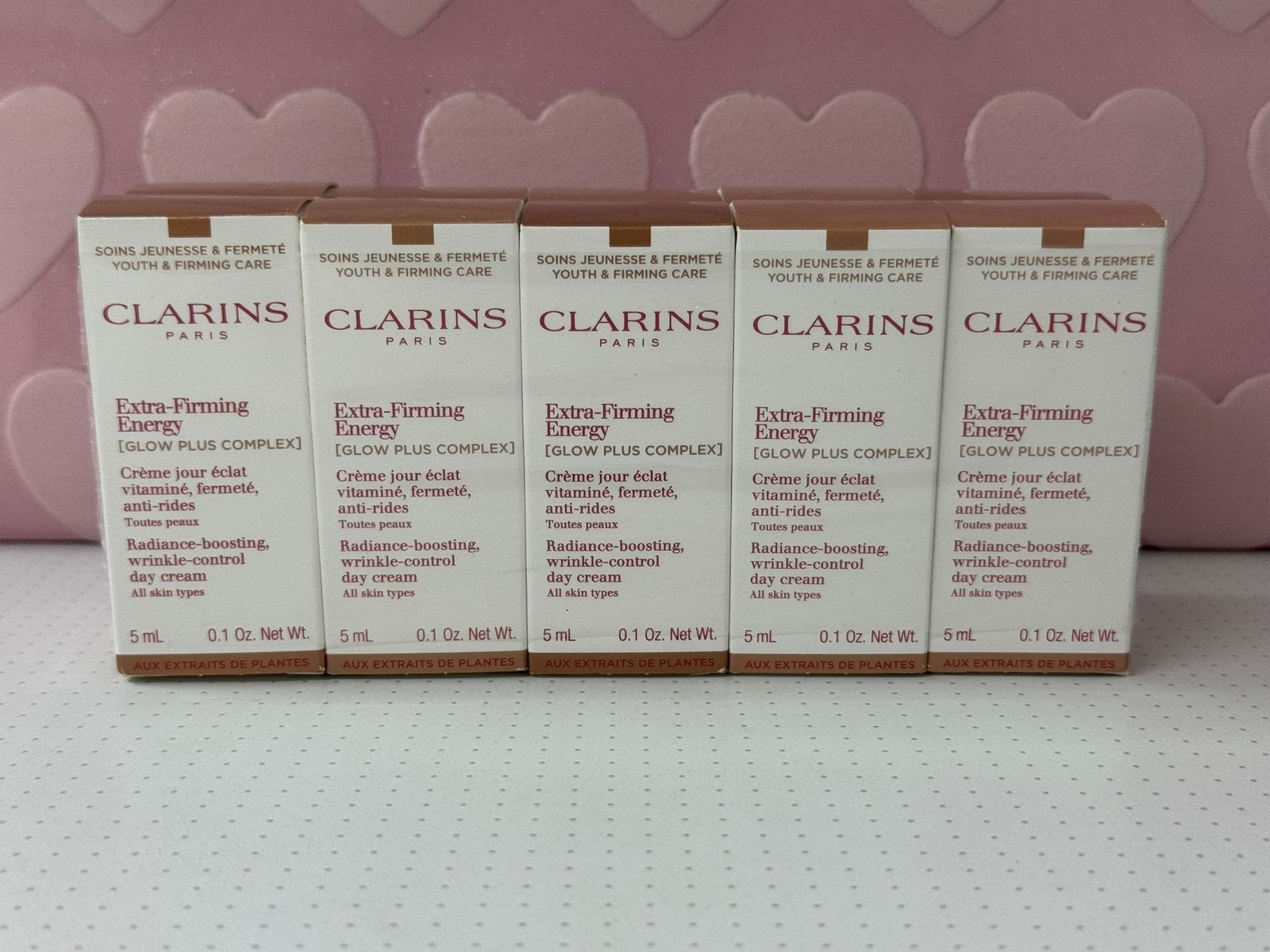 Clarins extra firming energy day cream all skin types 10x5ml, Ophalen of Verzenden, Nieuw, Gehele gezicht, Verzorging