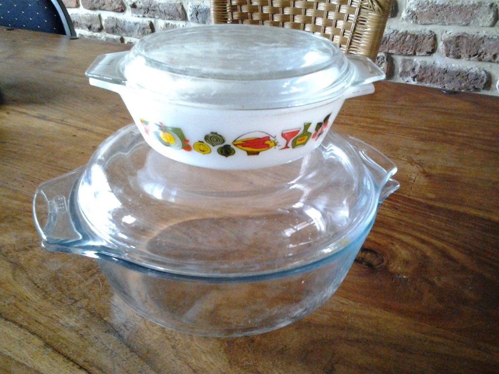 Glazen dekschalen met deksel 8 st, Huis en Inrichting, Ophalen, Glas of Glazen, Landelijk/Boerenbont, Glas