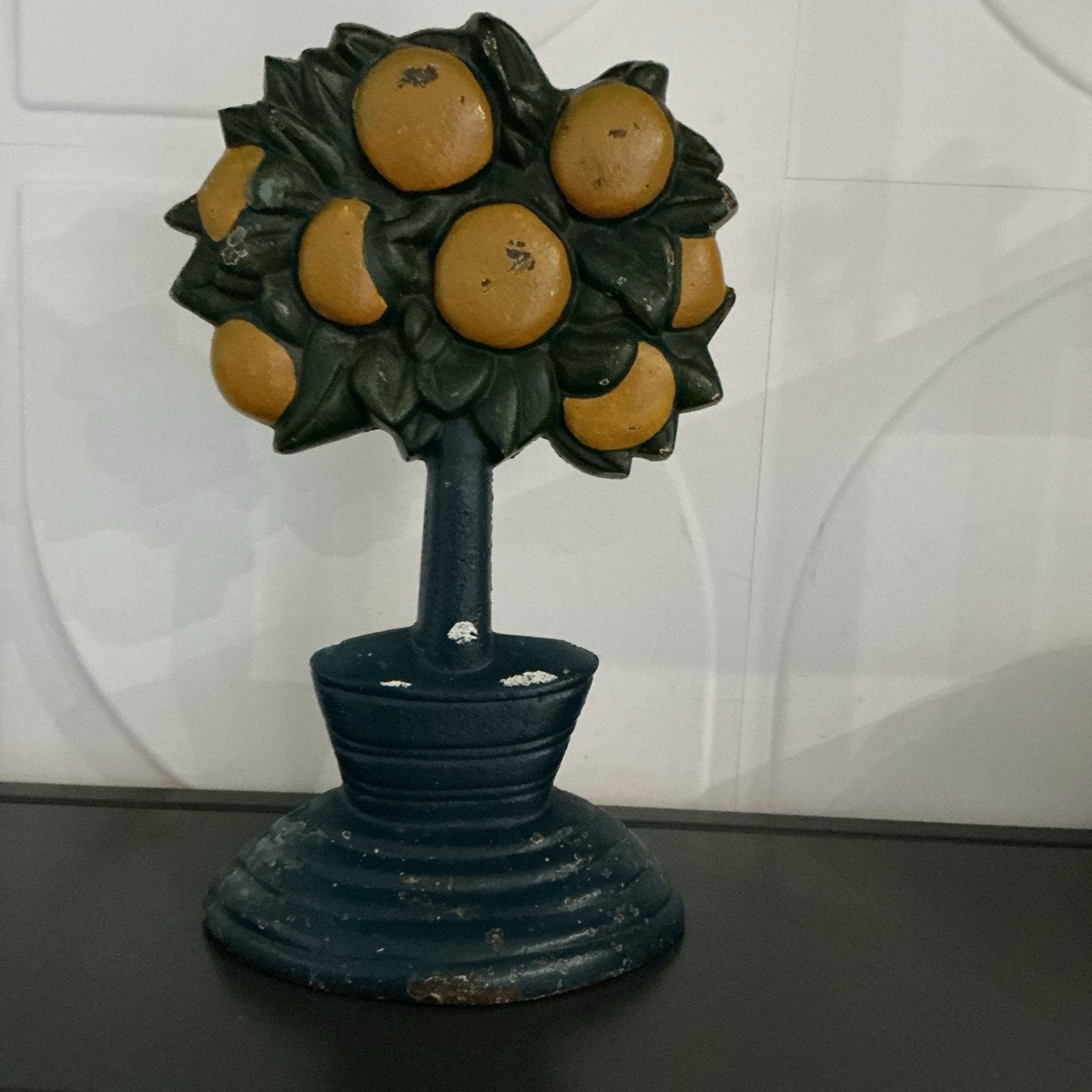 Vintage gietijzeren sinaasappelboom boekensteun/deurstopper, Ophalen of Verzenden
