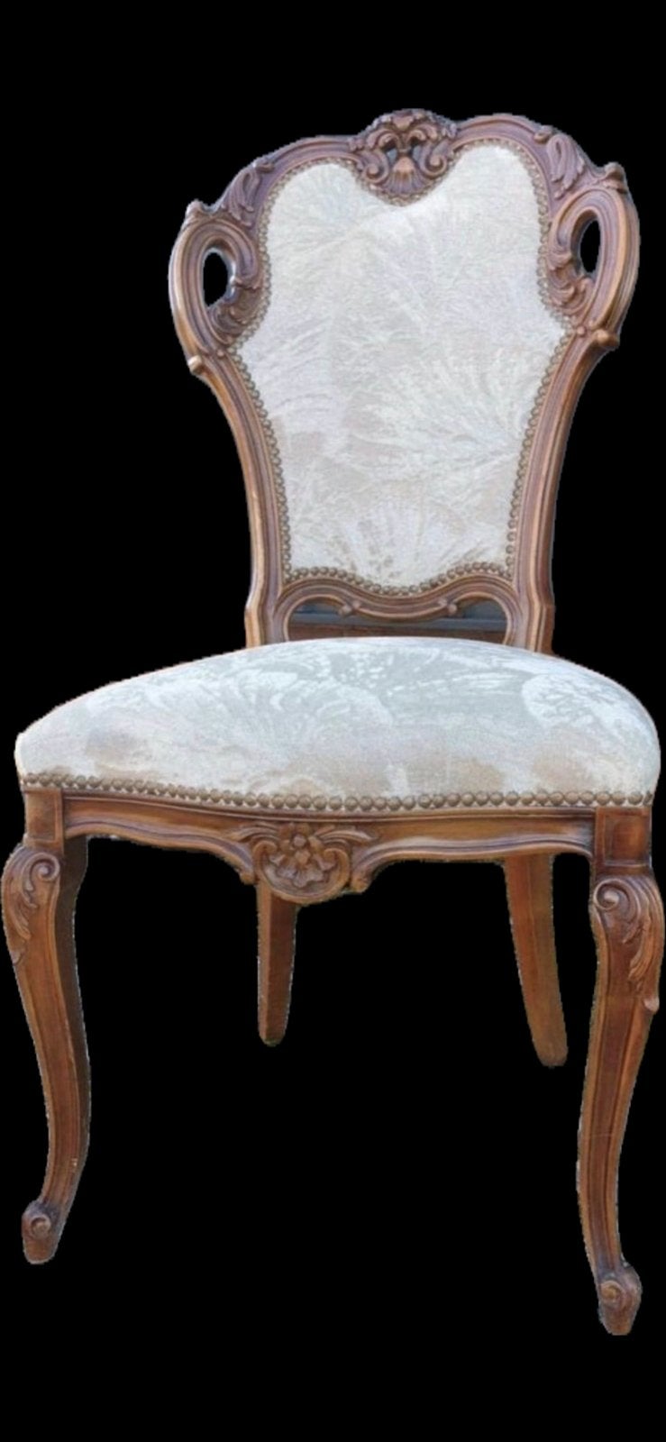 4 Italiaanse barok eetkamerstoelen met mohair bekleding, Ophalen of Verzenden