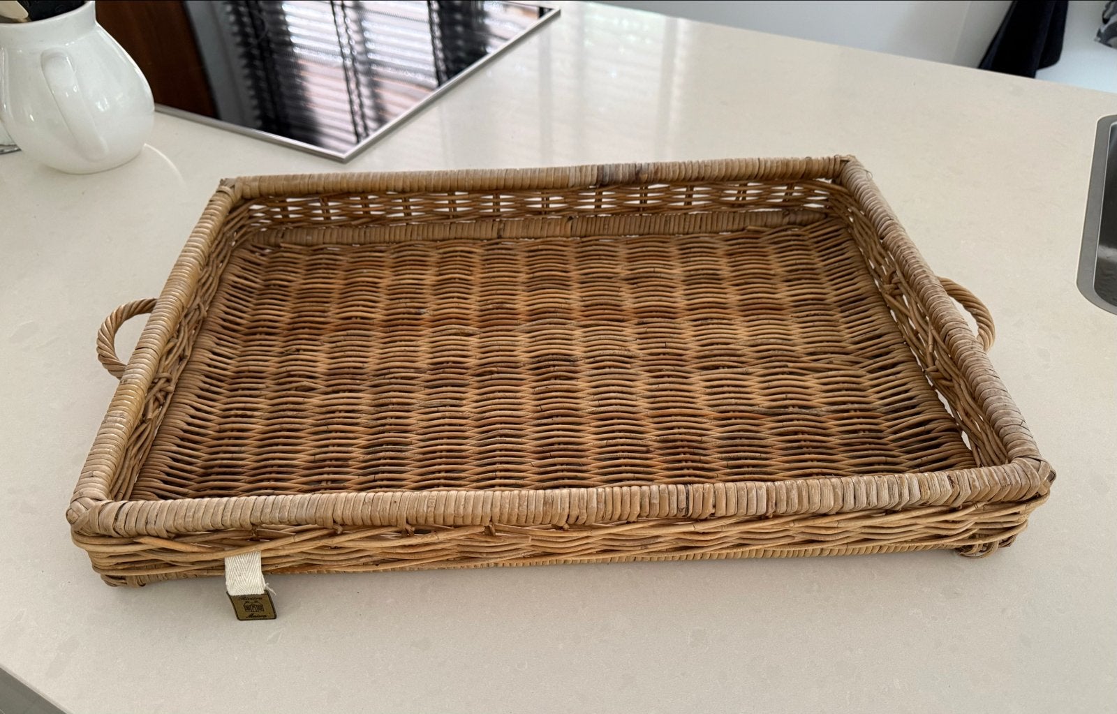 Riviera Maison Rieten Dienblad met Handvatten, Ophalen, Gebruikt, Gevlochten, Riet