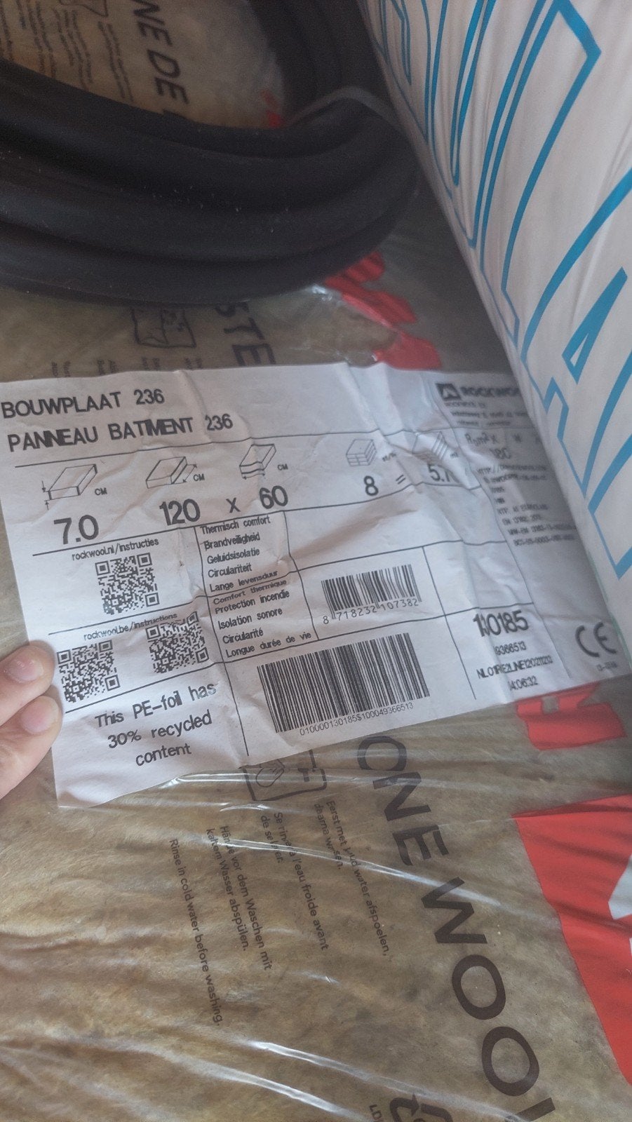 Koopje! 3 pakken Rockwool Base (70mm) – NU €100!, Ophalen, Nieuw, Steenwol, 15 m² of meer