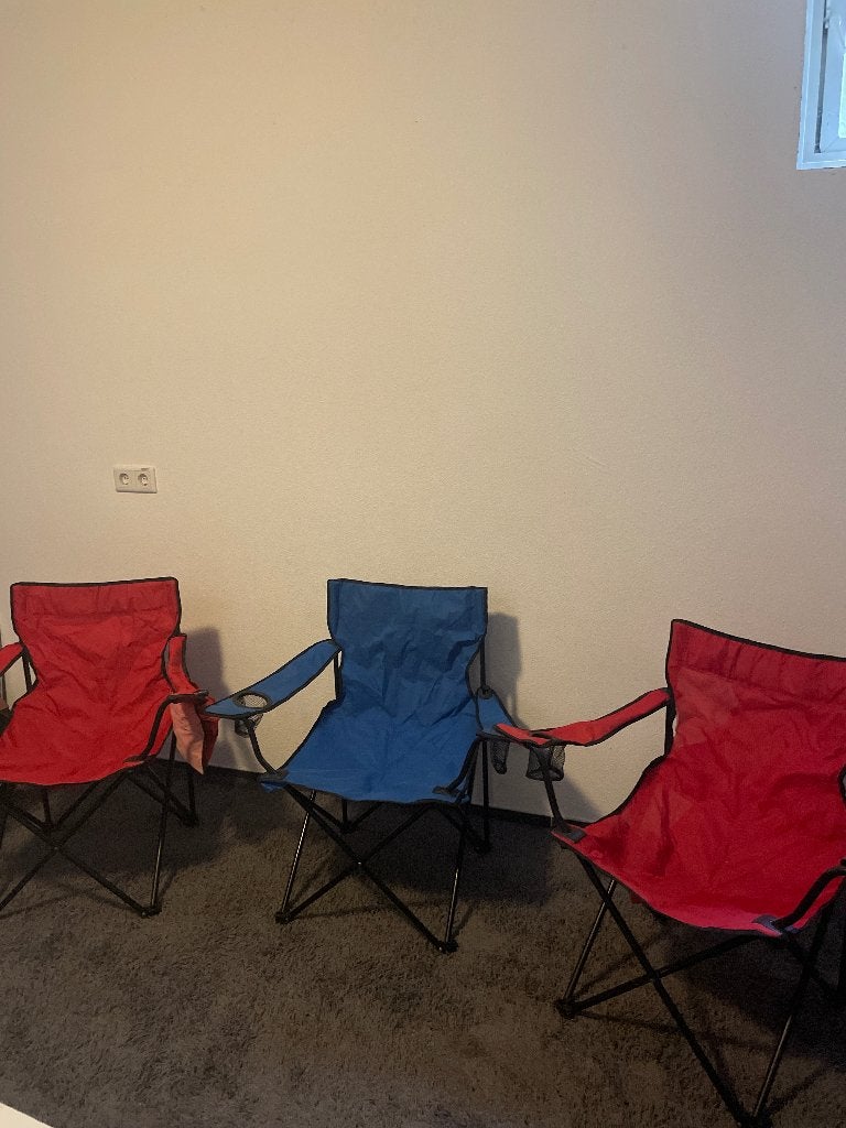 Opvouwbare campingstoelen - Rood en Blauw, Huis en Inrichting, Kasten | Televisiemeubels, Ophalen, Camping, Outdoor, Festival