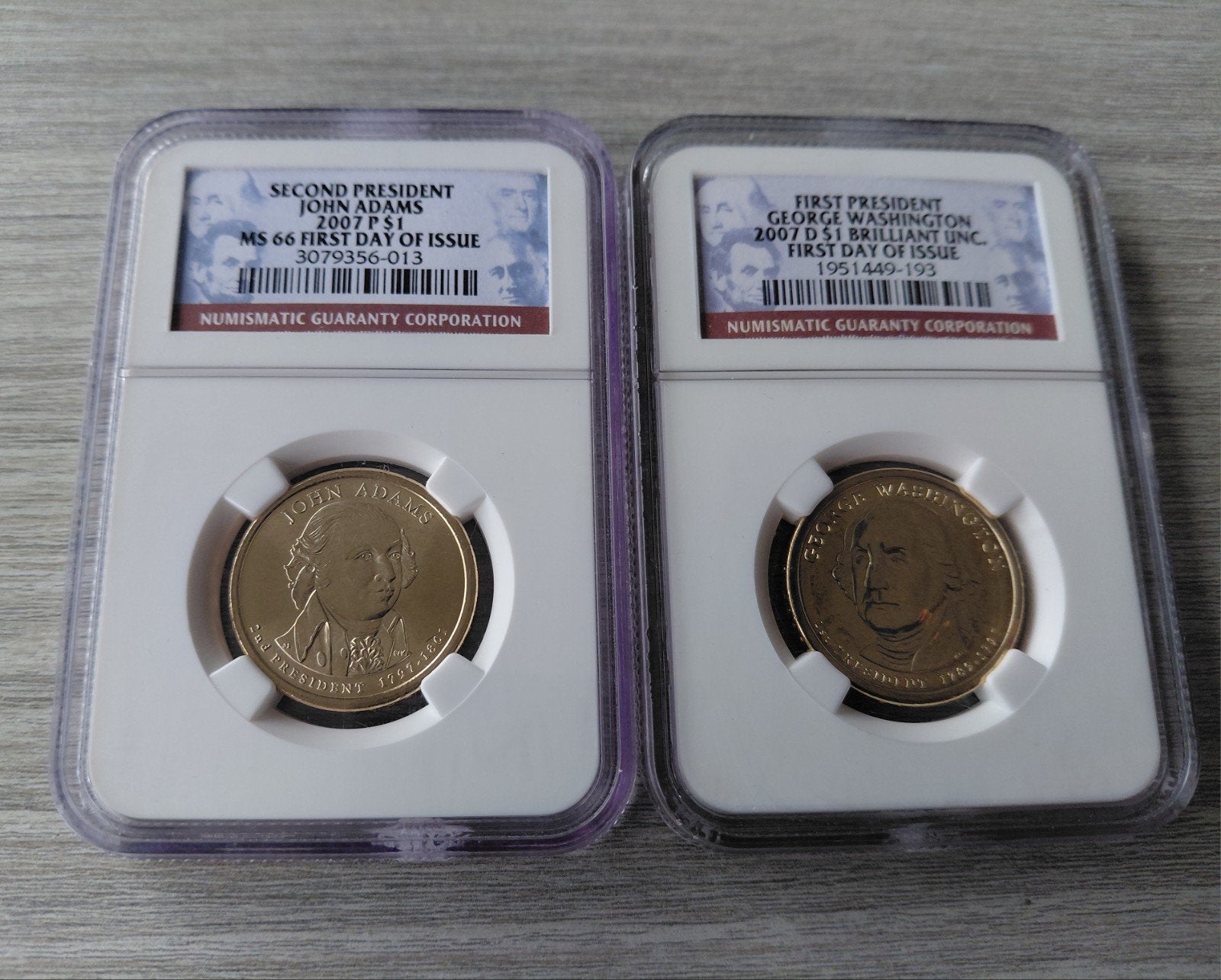2007 2 President munten Ms 66 en Brillant unc in Slab, Postzegels en Munten, Ophalen of Verzenden, Noord-Amerika, Losse munt