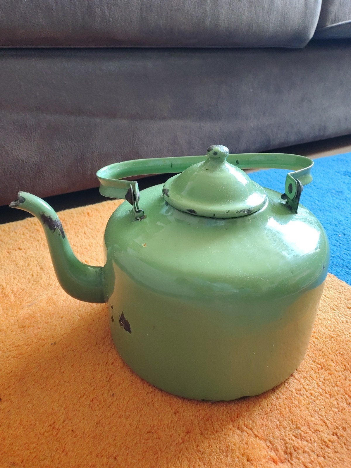Vintage Groene Emaille Theepot - 21x30 cm, Antiek en Kunst, Ophalen of Verzenden