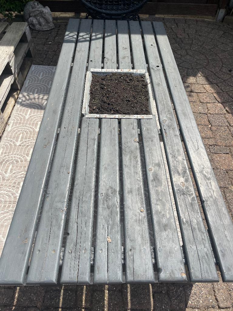 Tuintafel, Tuin en Terras, Tuintafels, Ophalen, Gebruikt, Rechthoekig, Hout