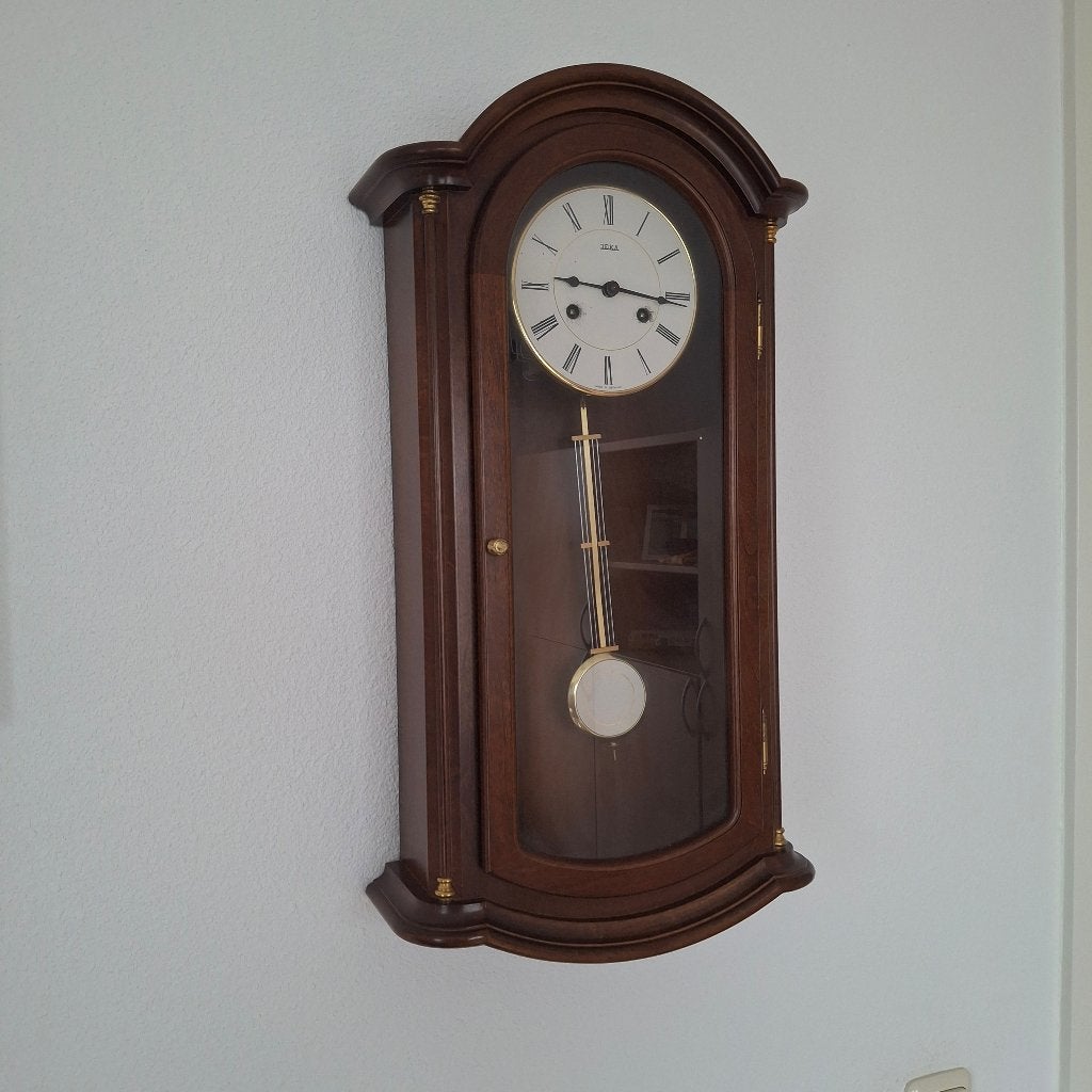 wandklok merk jeka, Ophalen, Bruin, Analoog, Met slagwerk