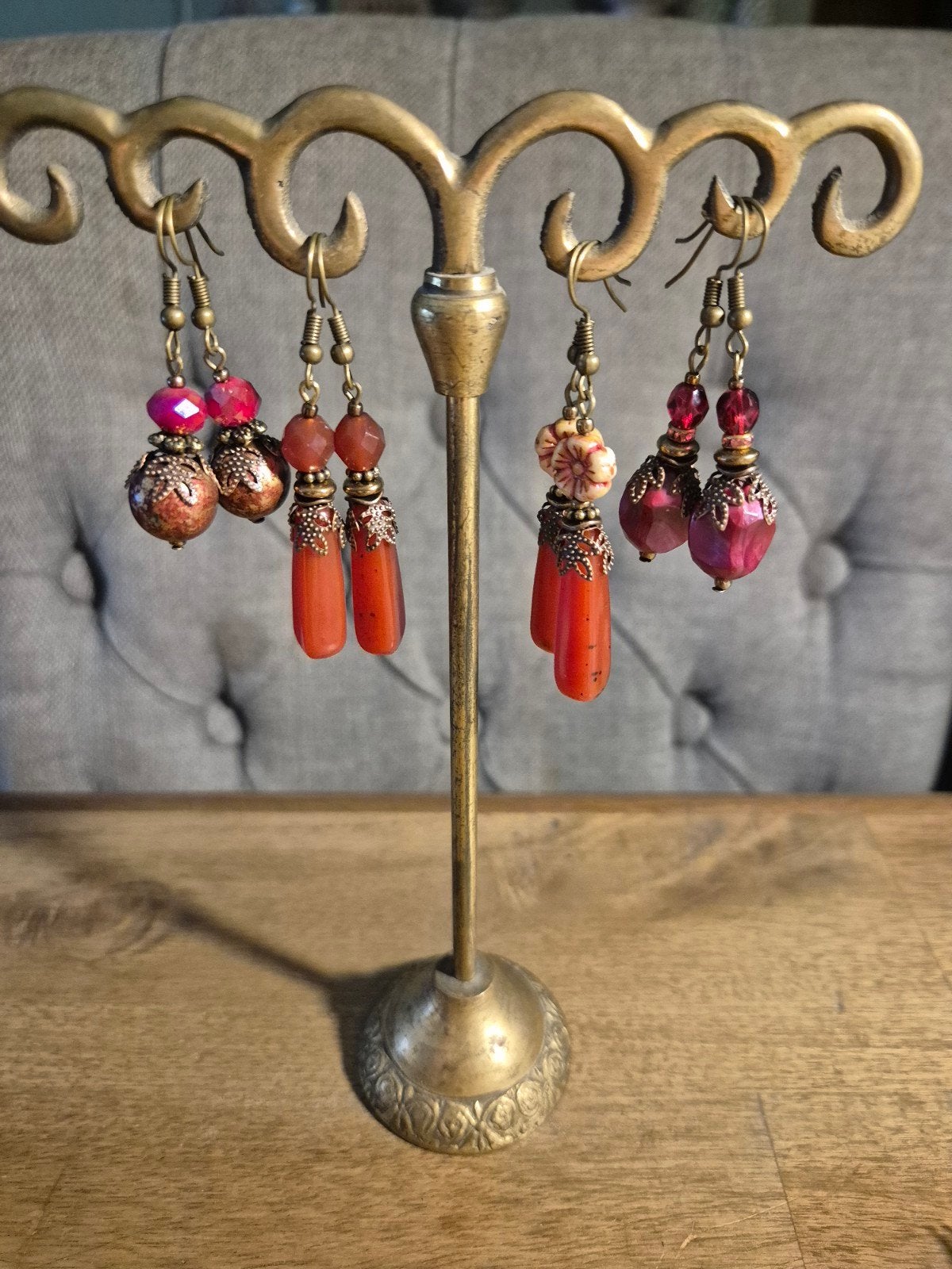 mooie rode bordeaux oorbellen hangers, Sieraden, Tassen en Uiterlijk, Overige materialen, Hangers, Nieuw, Ophalen of Verzenden