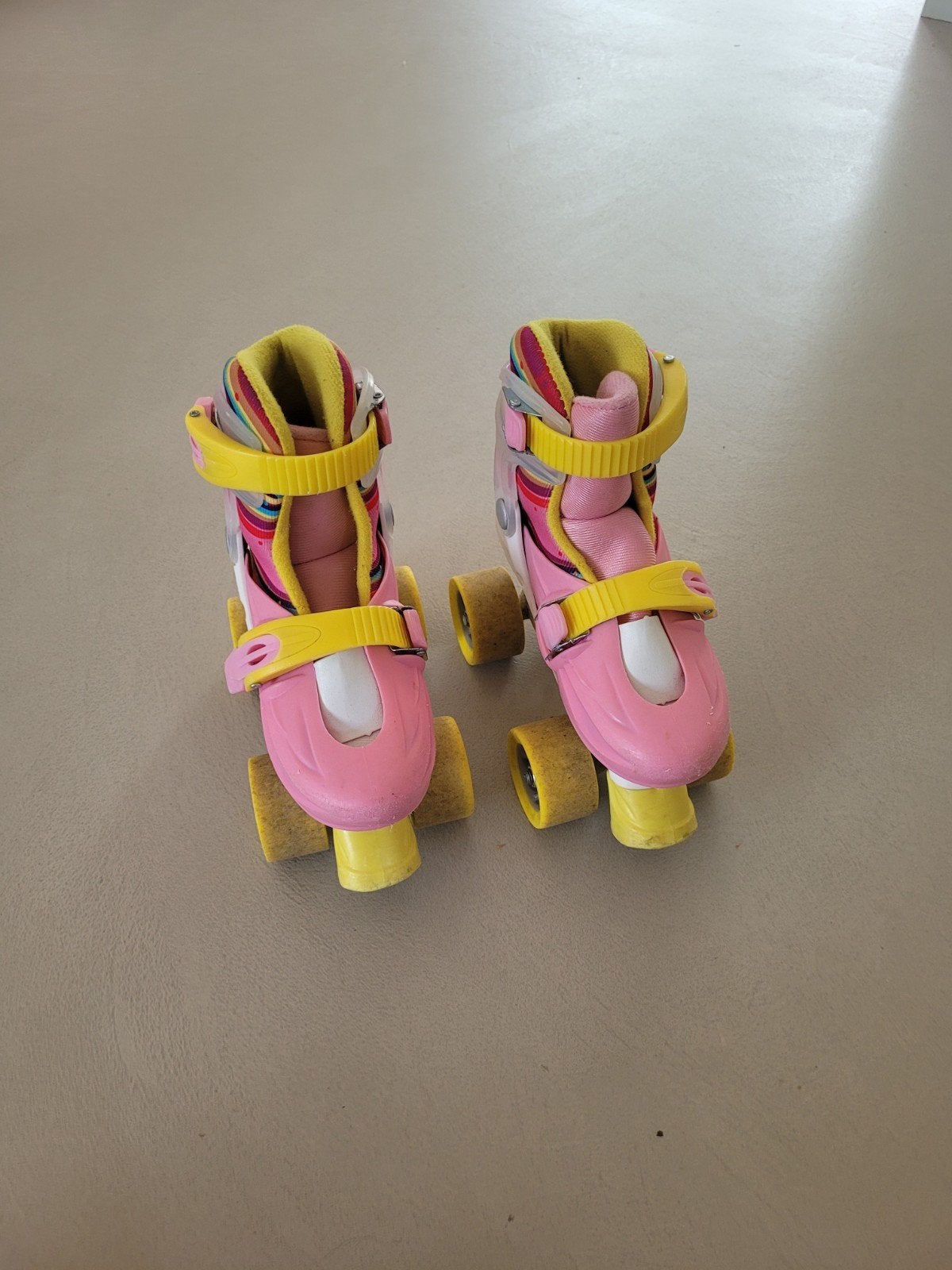 Verstelbare rolschaatsen voor kinderen - Roze/Geel, Ophalen of Verzenden, Verstelbaar, Gebruikt, Kinderen
