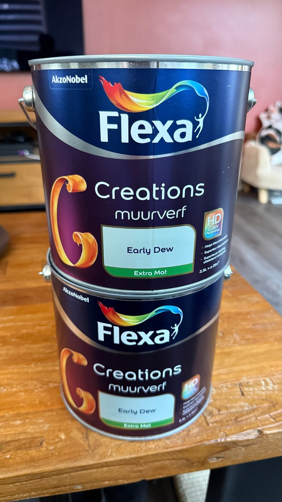 Flexa Creations Muurverf Early Dew Extra Mat 2x 2.5L, 5 tot 10 liter, Nieuw, Ophalen of Verzenden, Verf