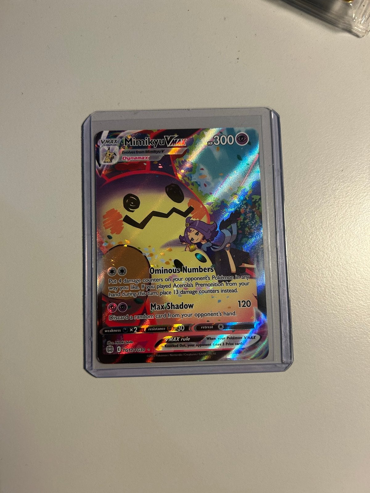 Mimikyu VMAX Pokémon kaart Brilliant stars, Ophalen of Verzenden, Gebruikt, Losse kaart