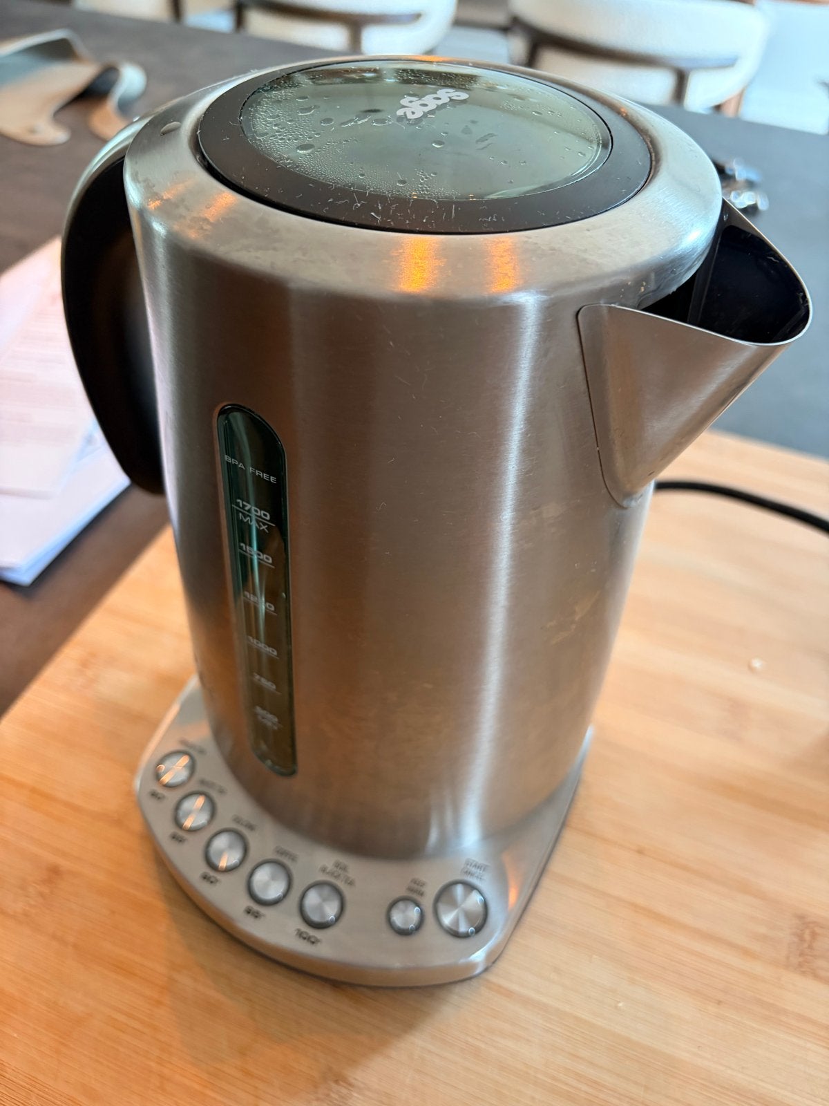 Sage Smart kettle Waterkoker RVS, 1 tot 2 liter, Ophalen of Verzenden, Zo goed als nieuw, Rvs