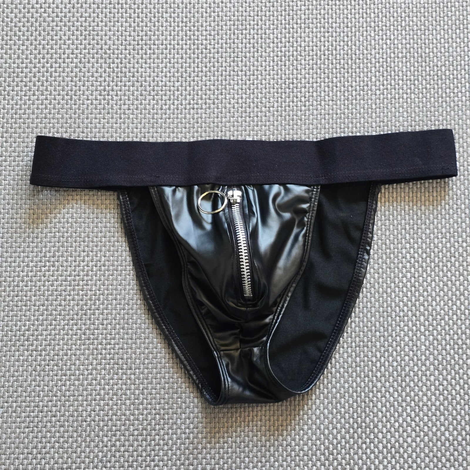 Tanga (Leatherlook), Verzenden, Zwart, Slip