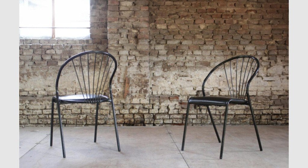 Partij Vintage metalen stoelen – horeca, cafe, bistro, Gebruikt, Zwart, Ophalen of Verzenden, Vijf, Zes of meer stoelen